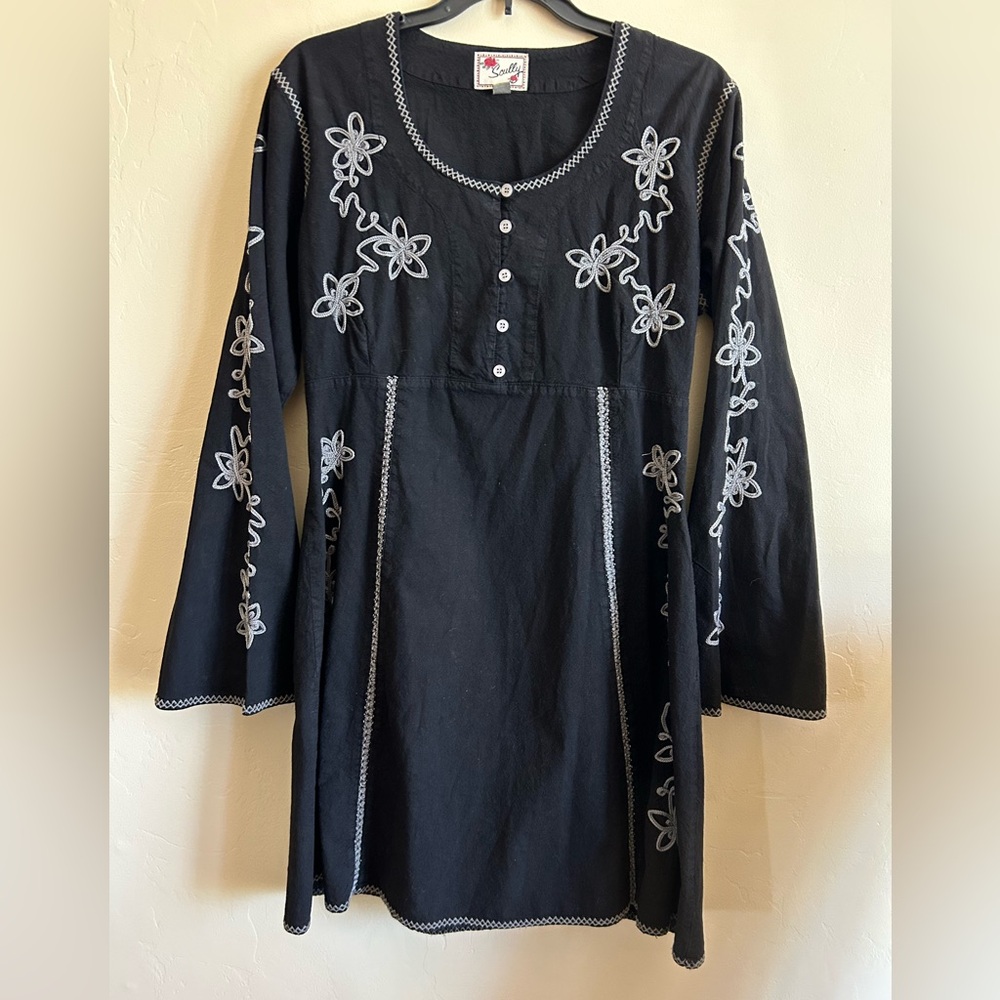 Scully Cantina Collection Cotton With Contrast Crochet Dress NWT